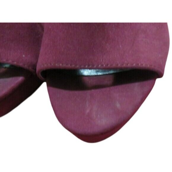 ALDO Nulia Maroon micro suede peep toe ankle boots booties heels size 7 - Picture 3 of 15